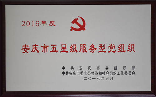 安徽天鹅集团党支部荣获“安庆市五星级服务型党组织”称号