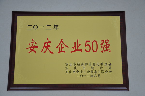 熱烈祝賀天鵝集團榮獲2012年安慶企業50強